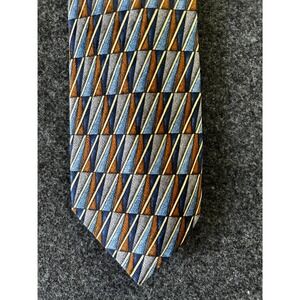 Kolte Italy Mens Silk Necktie Blue Copper Geometric Abstract Made in Italy